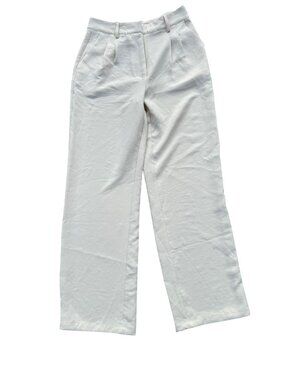 Forever 21 Womens Cream Wide Leg Mid-Rise Pants Size M Lightweight